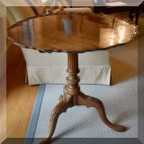 F13. Antique tilt-top pie crust table. 29”h x 30.5”w 